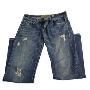 BKE Derek Blue Distressed Ripped Denim Jeans Men's Size 36x34‎ Cotton